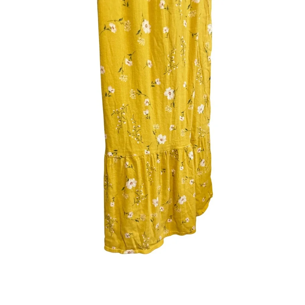 Old Navy Floral Maxi Dress Girls XL 14-16 Yellow Excellent Tiered Boho Summer
